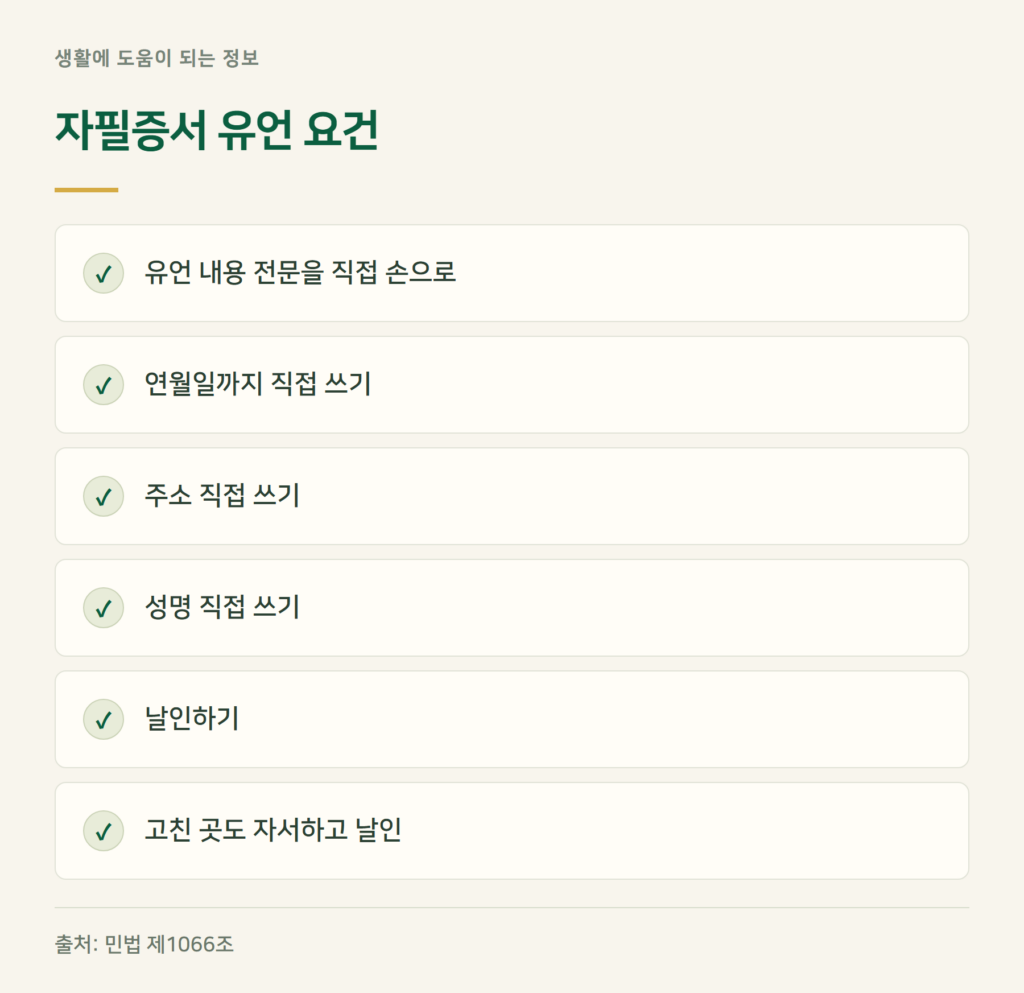 유언장 작성법 — 자필증서 유언의 다섯 가지 요건